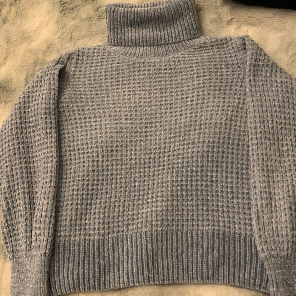chunky velvet knit turtleneck sweater